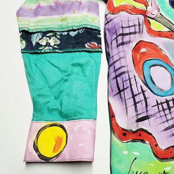 VTG 80s Encore By Silkscapes Hand Painted Tennis Button Up Shacket Size Small P - Picture 14 of 15